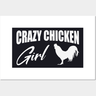 Crazy Chicken Girl Farmer Women Gift Posters and Art